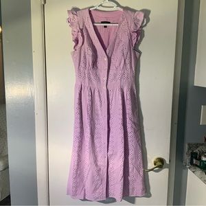 J CREW LAVENDER RUFFLE CAP SLEEVE EYELET DRESS W POCKETS SZ 2